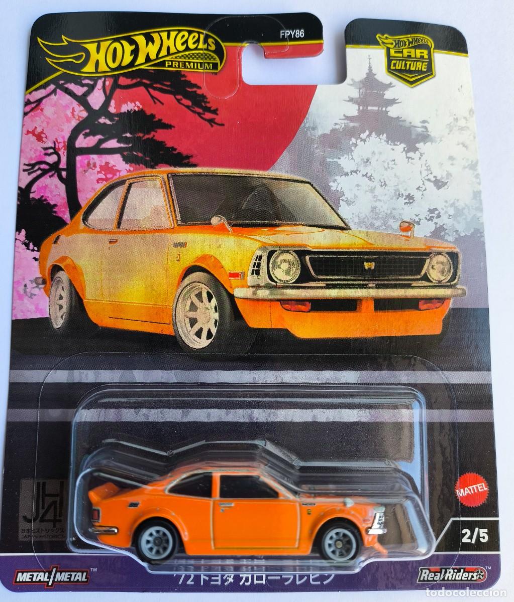 Model cars Hot Wheels: HOT WHEELS PREMIUM. '72 TOYOTA COROLLA LEVIN. REAL RIDERS. (2)