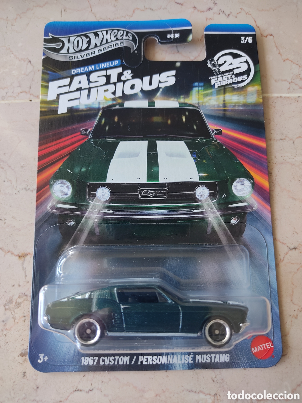 Coches a escala Hot Wheels: HOT WHEELS SILVER SERIES - 1967 CUSTOM MUSTANG - FAST& FURIOUS 3/5