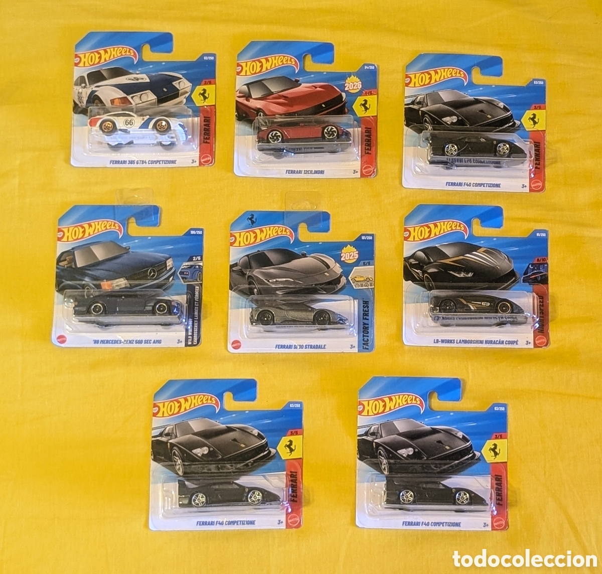Coches a escala Hot Wheels: Lote Hotweels. Ferrari F40, 12 Cilindri, Ferrari 365, Mercedes Benz, Lamborghini, 365..
