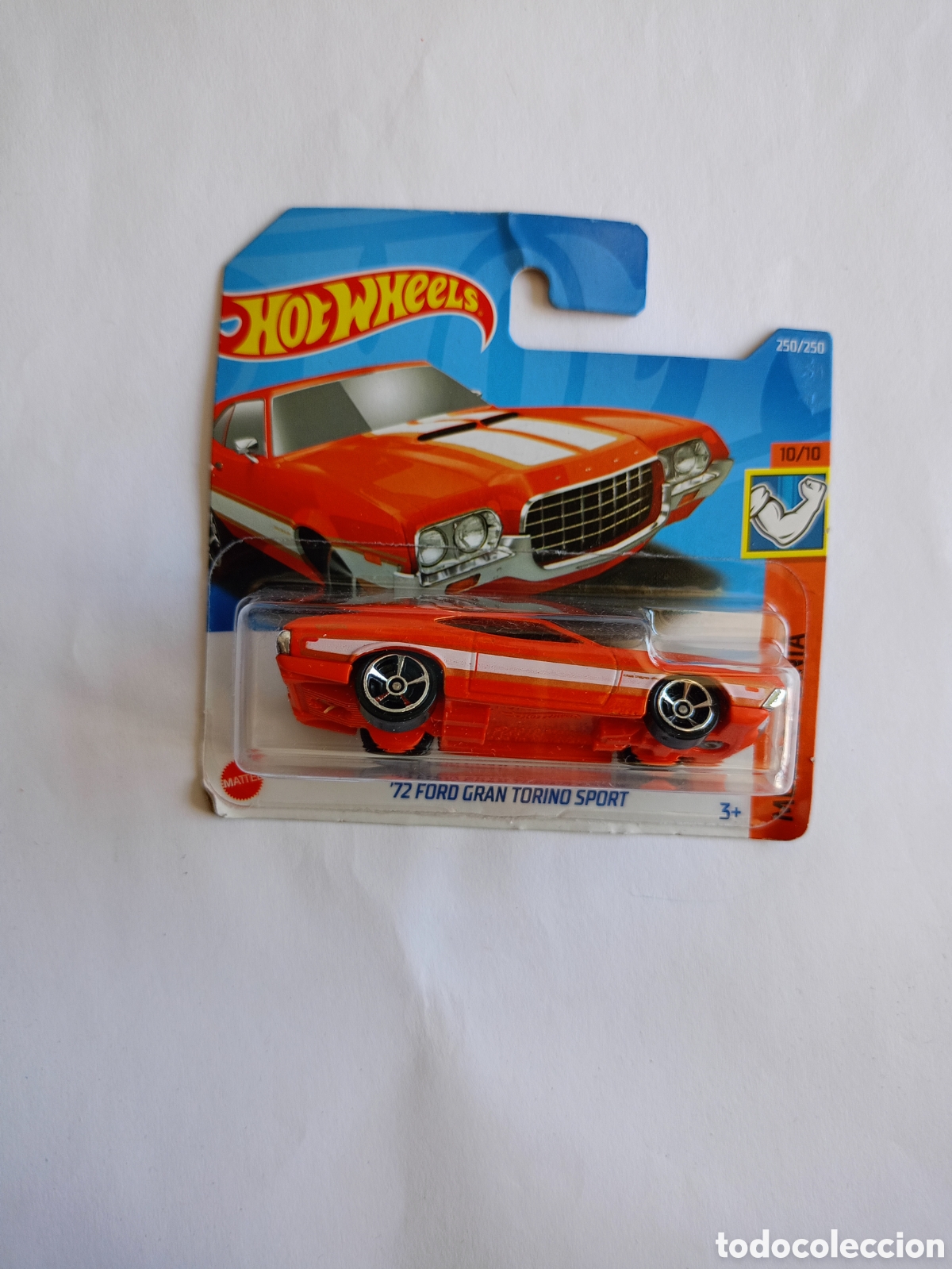 Coches a escala Hot Wheels: Hot Wheels - &acute;72 Ford Gran Torino Sport - Muscle Mania 10/10 - HCW29 - Short Card - Orange - Mattel