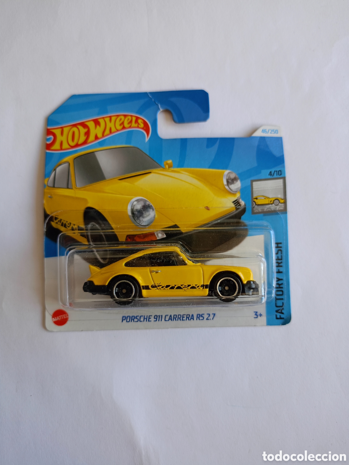 Coches a escala Hot Wheels: Hot Wheels - Porsche 911 Carrera RS 2.7 - Factory Fresh 4/10 - HTC49 - Short Card - Yellow - Mattel