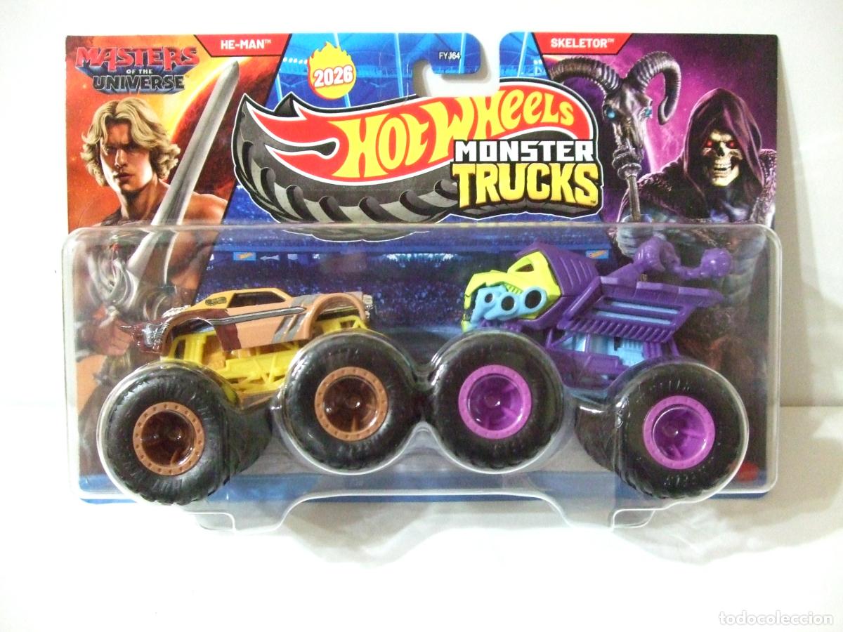 Coches a escala Hot Wheels: HE-MAN SKELETOR - MASTERS OF THE UNIVERSE HOT WHEELS 2 PACK MONSTER TRUCKS DEMOLITION DOUBLES 2026