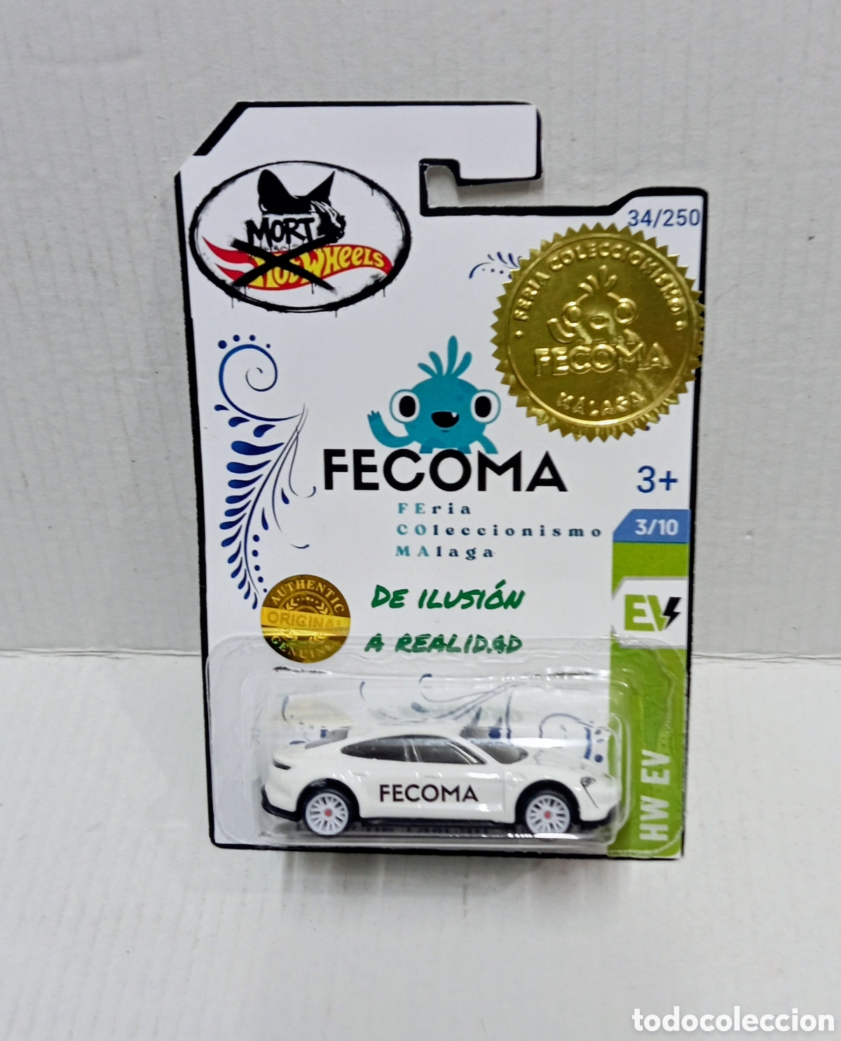 Coches a escala Hot Wheels: PORSCHE TAYCAN TURBO S - EDICI&Oacute;N FECOMA 28/50- Firmado por el promotor del evento- base hot Wheel-