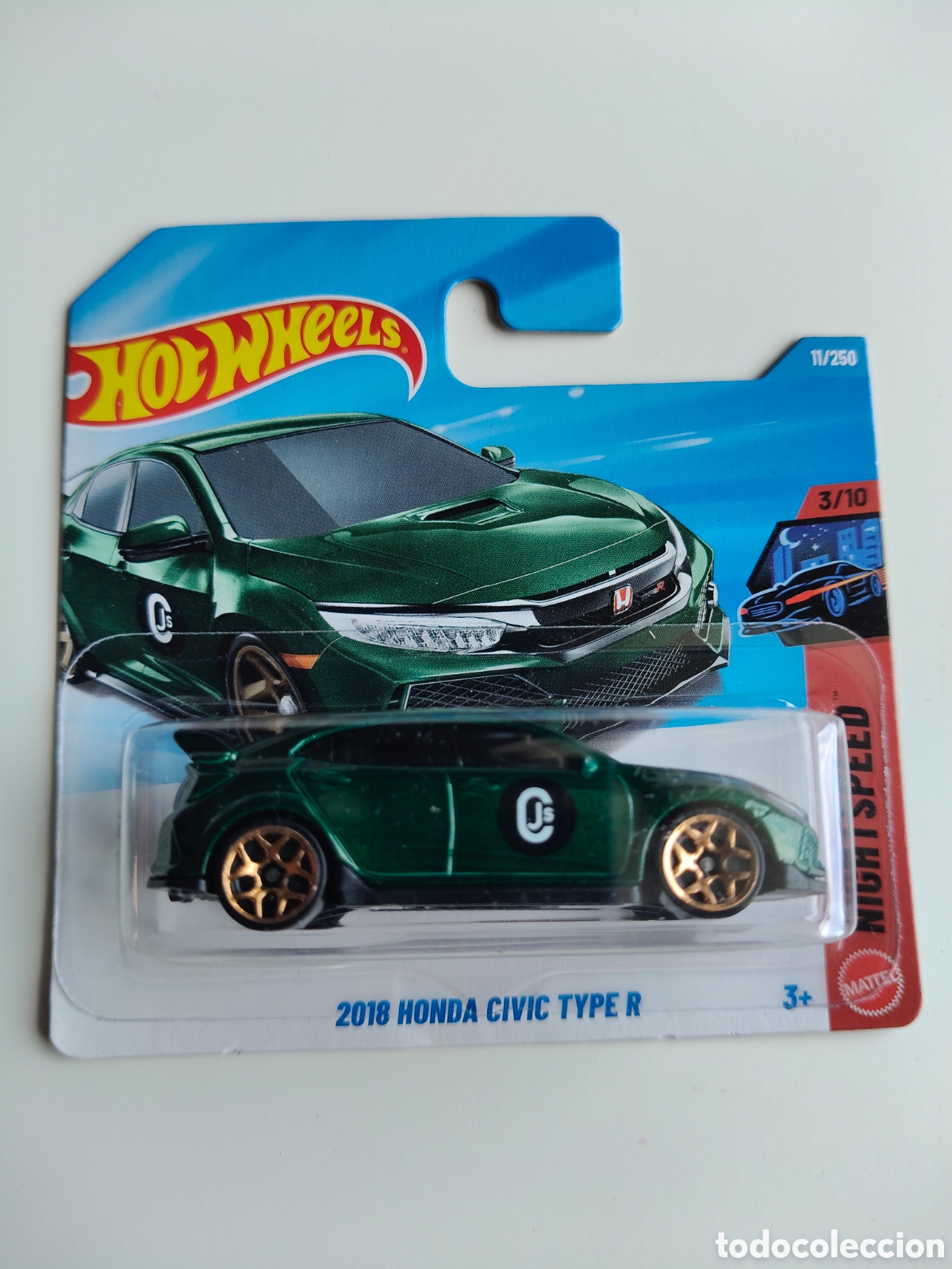 Coches a escala Hot Wheels: HOT WHEELS 2018 HONDA CIVIC TYPE R VERDE. COCHE COLECCION 1/64 NIGHT SPEED 2026.