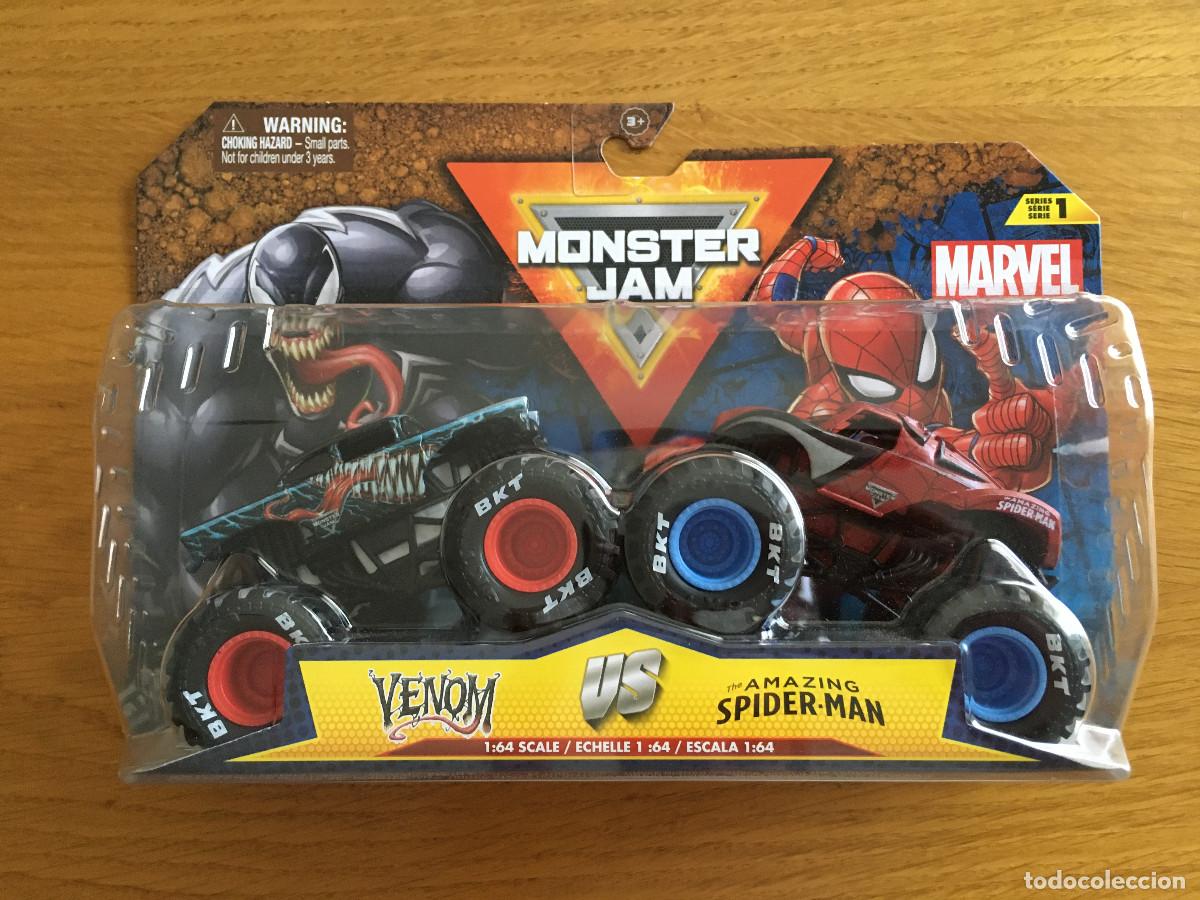 Model cars Hot Wheels: Set 2 coches Hot Wheels monster truck Venom vs. Spiderman. NUEVO A ESTRENAR.