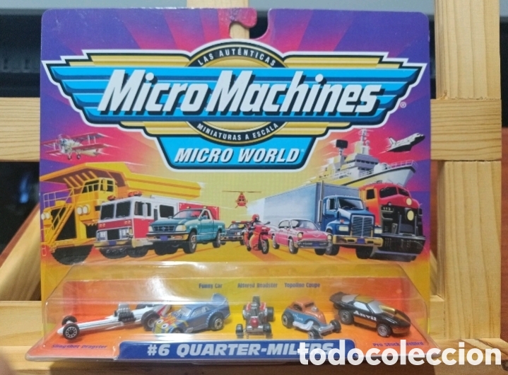 Coches a escala Hot Wheels: Vintage Micro Machines Micro World #6 Quarter-Milers Set Sealed Galoob 1998 MOC