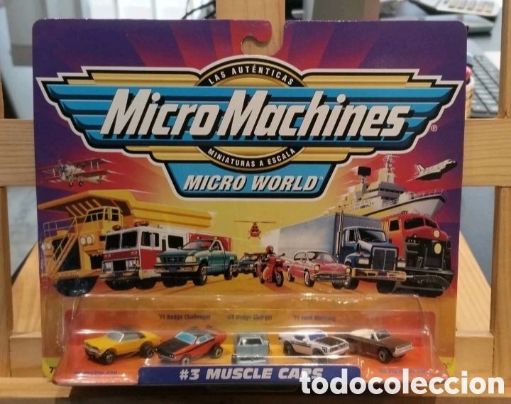 Coches a escala Hot Wheels: Micro Machines 75030 Micro World #3 Muscle Cars Galoob 1999 Bl&iacute;ster Famosa