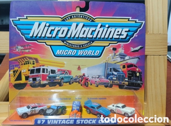 Coches a escala Hot Wheels: Micro Machines #7 Vintage Stock Cars Blister Hasbro 1999 MOC - Colores Raros