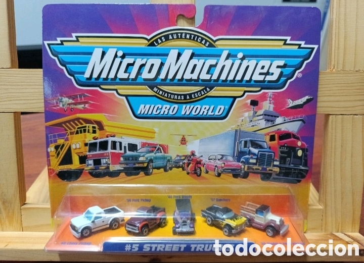 Coches a escala Hot Wheels: Vintage Micro Machines Galoob Micro World #5 Street Trucks Sealed 1999 MOC RARE