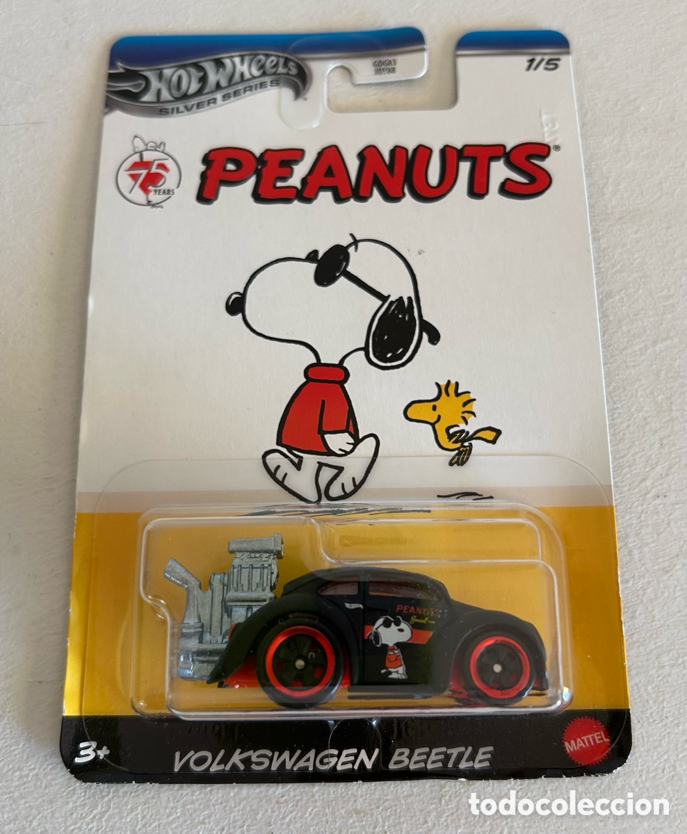 Coches a escala Hot Wheels: Hot wheels Silver - Volkswagen Beetle PEANUTS