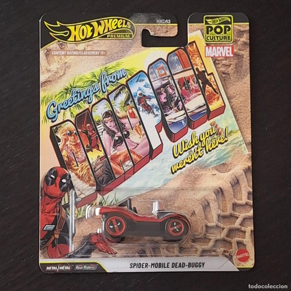 Coches a escala Hot Wheels: HOT WHEELS 2026 DEADPOOL MARVEL - SPIDER MOBILE DEAD BUGGY SPIDERMAN - PREMIUM REAL RIDERS 1/64