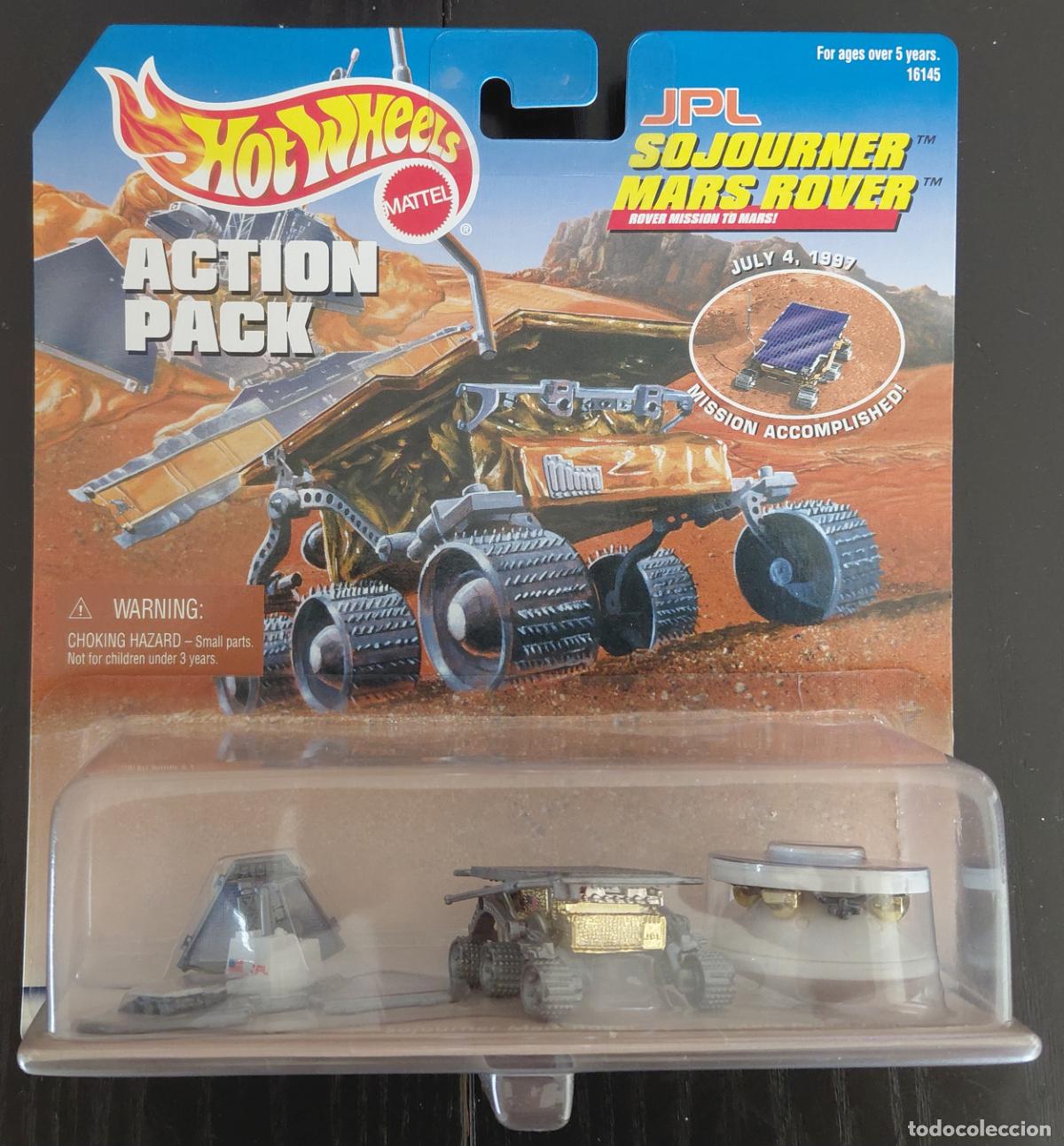 Coches a escala Hot Wheels: Hot Wheels Action Pack Mas Rovers Sojourner 1998 nuevo en Blister