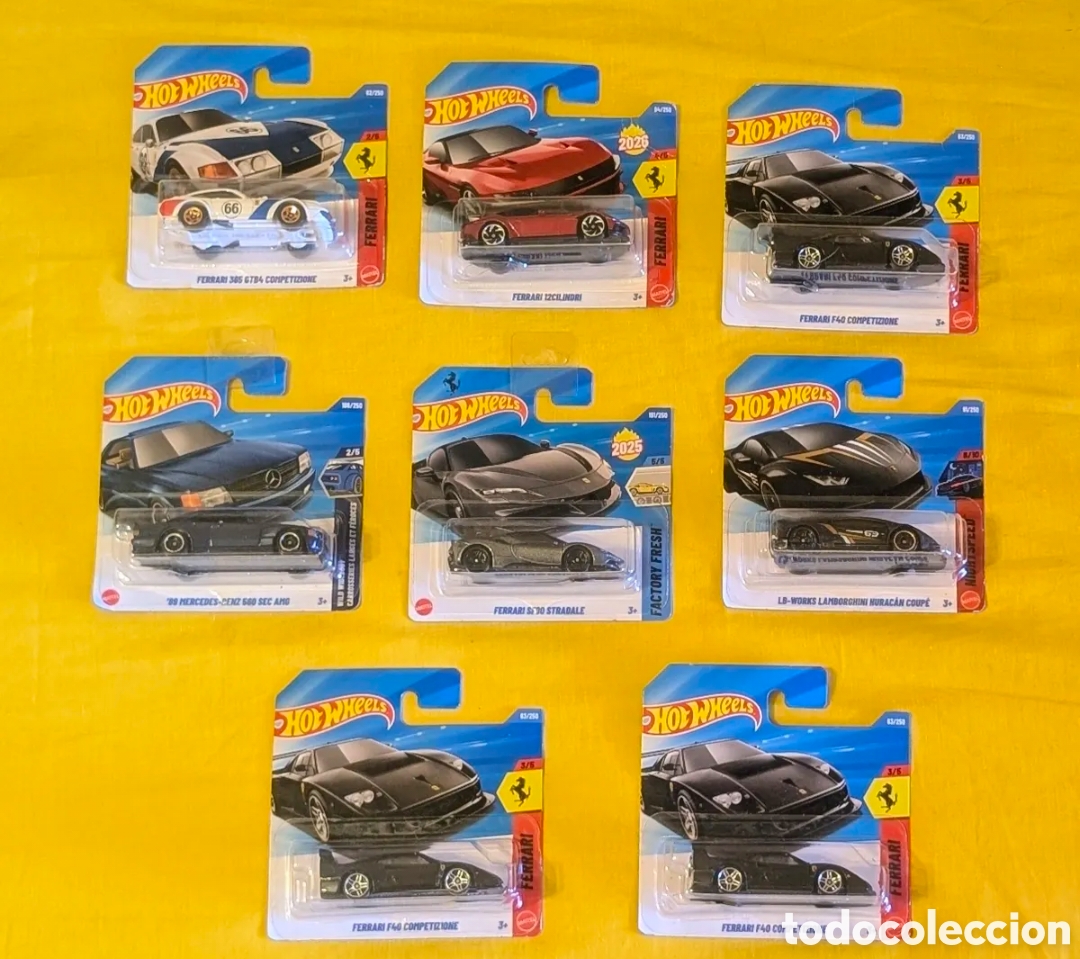 Coches a escala Hot Wheels: HOT WHEELS. Ferrari F40, 12 Cilindri, Ferrari 365, Mercedes Benz, Lamborghini, 365..