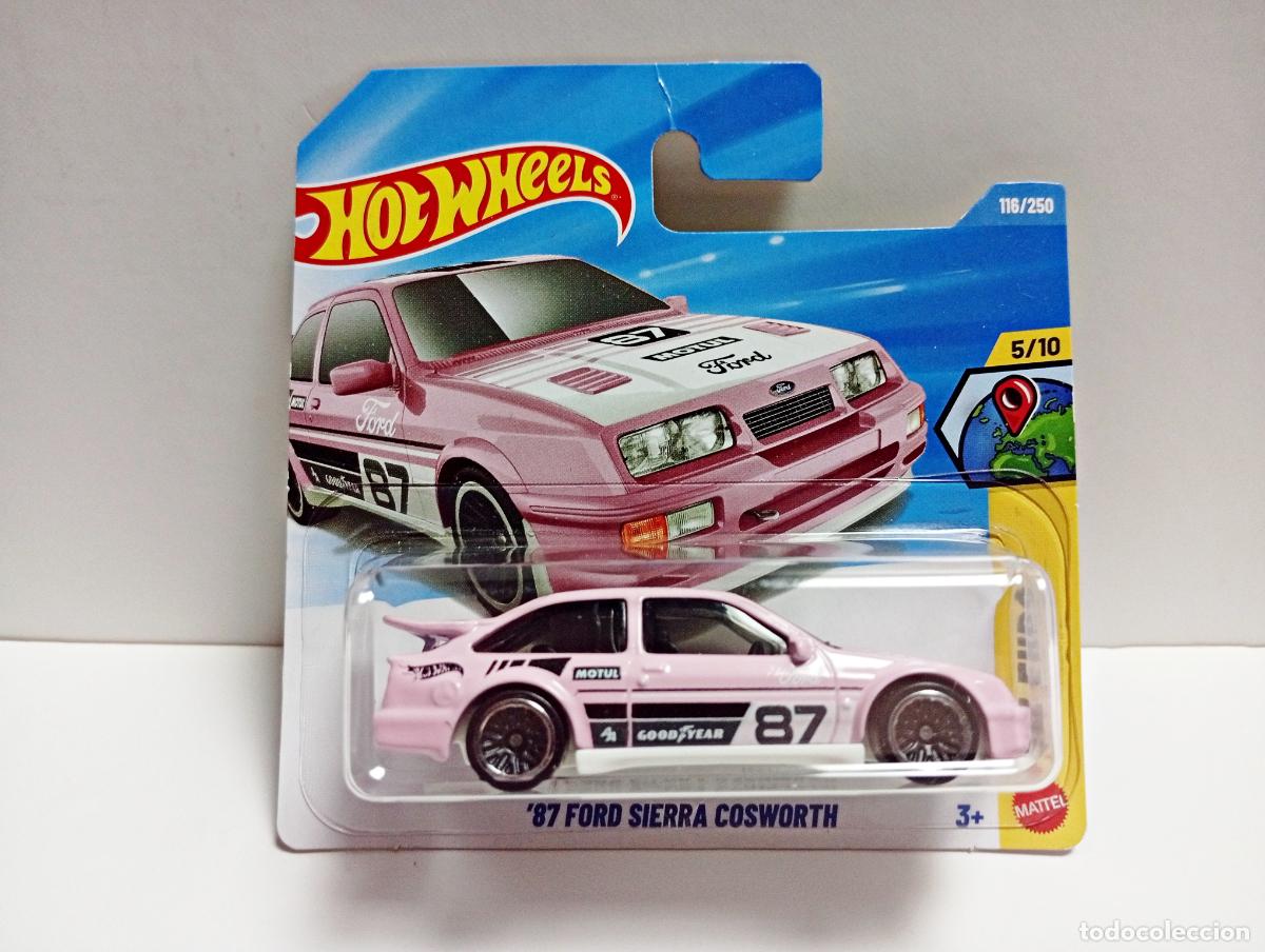 Coches a escala Hot Wheels: &acute;87 FORD SIERRA COSWORTH - HOT WHEELS HW EURO 5/10 2026 COCHE 1:64 CAR 1987 MOTUL GOODYEAR ROSA PINK