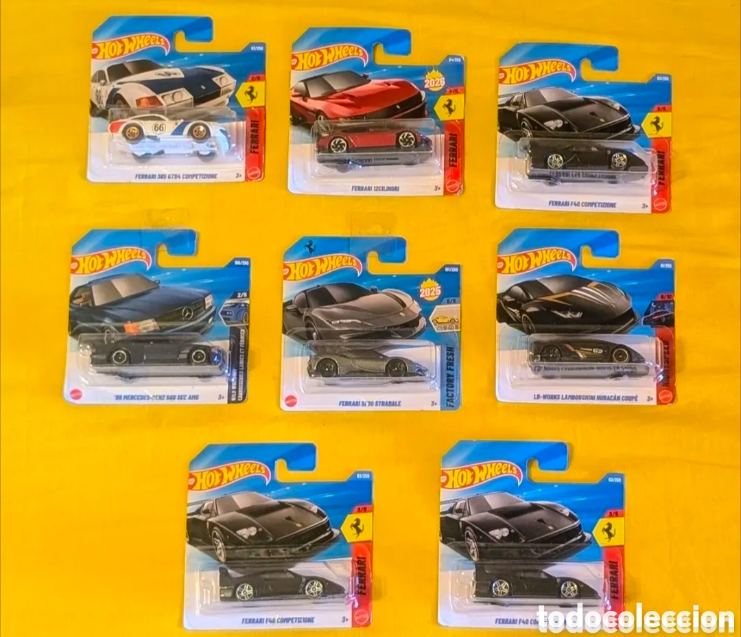 Coches a escala Hot Wheels: Lote coches Hot Wheels. Ferrari F40, 12 Cilindri, Ferrari 365, Mercedes Benz, Lamborghini, 365..