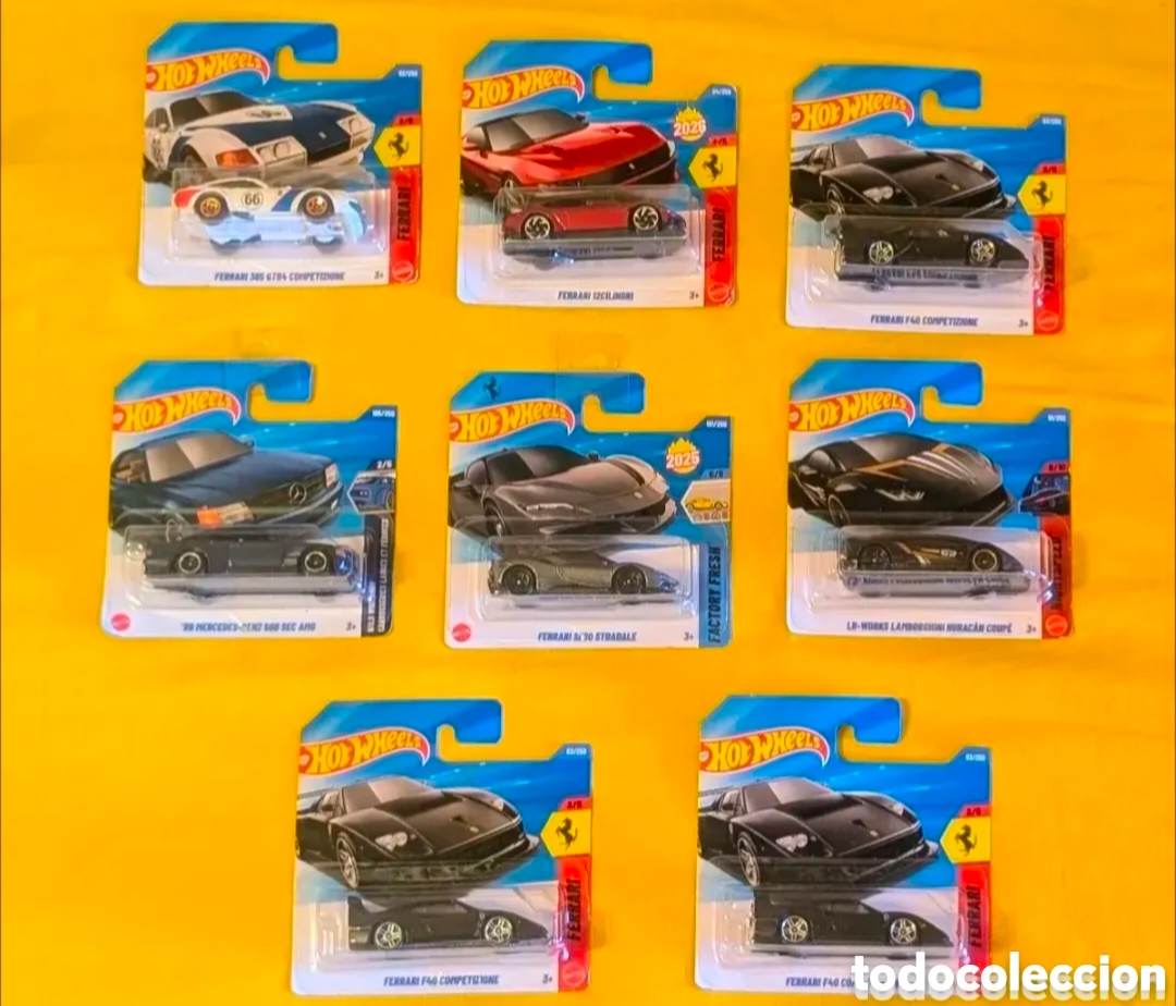 Carros em escala Hot Wheels: Lote coches Hot Wheels. Ferrari F40, 12 Cilindri, Ferrari 365, Mercedes Benz, Lamborghini, 365..