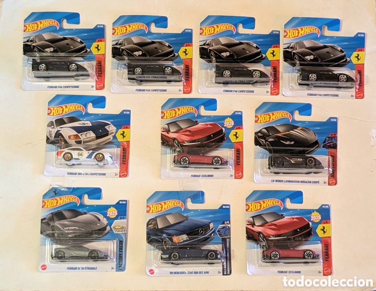 Modellautos Hot Wheels: Lote coches Hot Wheels. Ferrari F40, 12 Cilindri, Ferrari 365, Mercedes Benz, Lamborghini, 365..