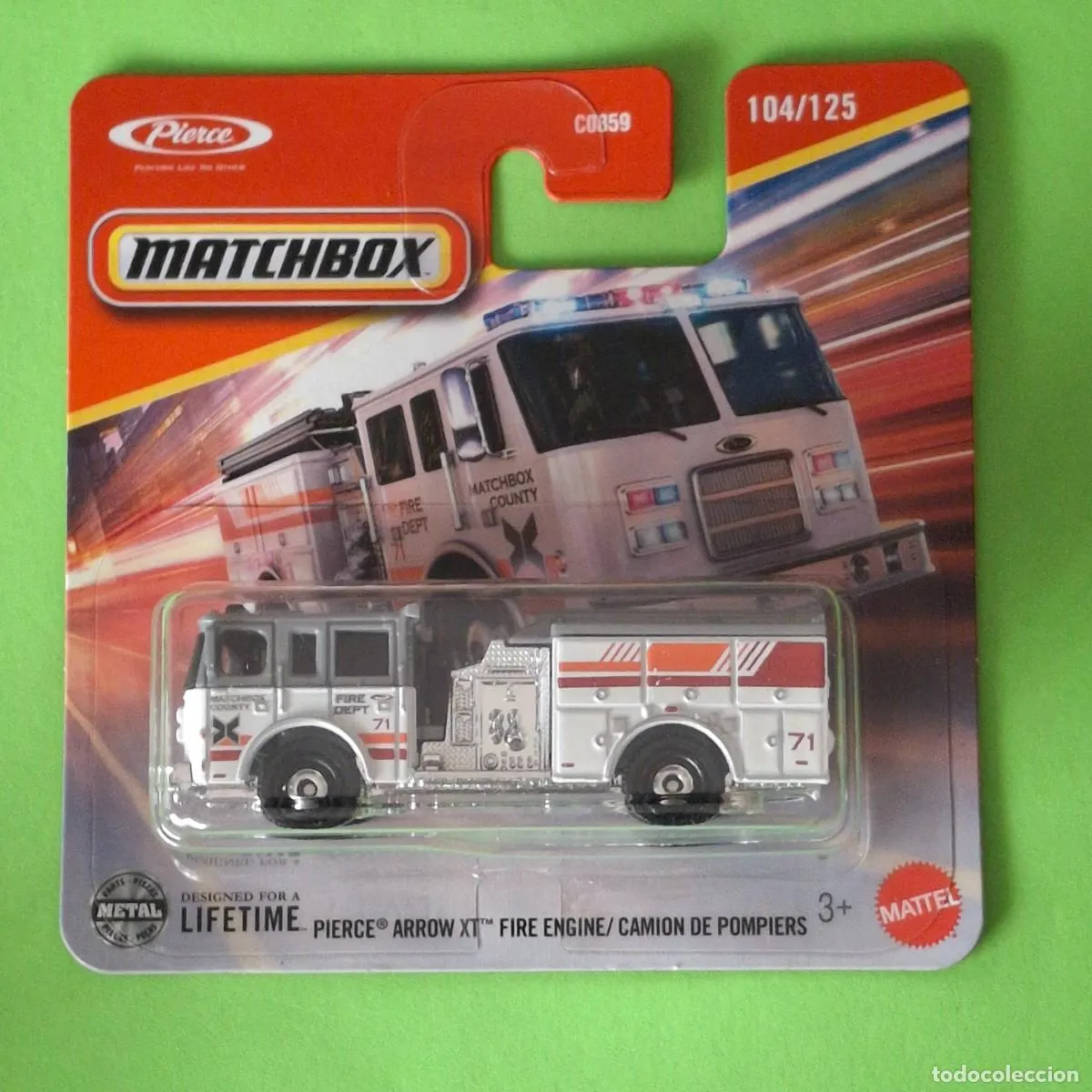 MATCHBOX 2025 104/125 - PIERCE ARROW XT FIRE ENGINE CAMION BOMBEROS - NUEVO EN BLISTER - ESCALA 1:64