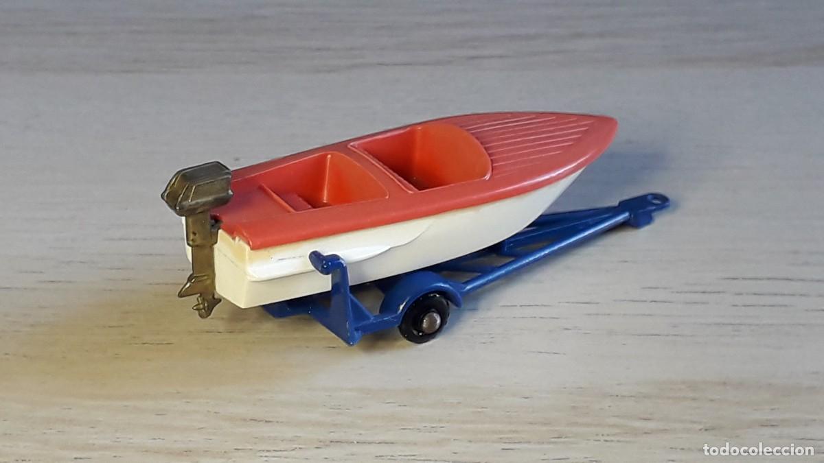 Coches a escala Matchbox: Lancha sports boat & trailer # 48, metal y pl&aacute;stico, Lesney Matchbox England, original a&ntilde;os 60.