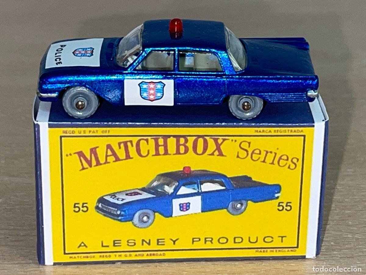 Coches a escala Matchbox: 116- Matchbox Lesney antiguo coche Ford Fairlane Police Car N&ordm; 55 a&ntilde;os 60 Made in England + CAJA