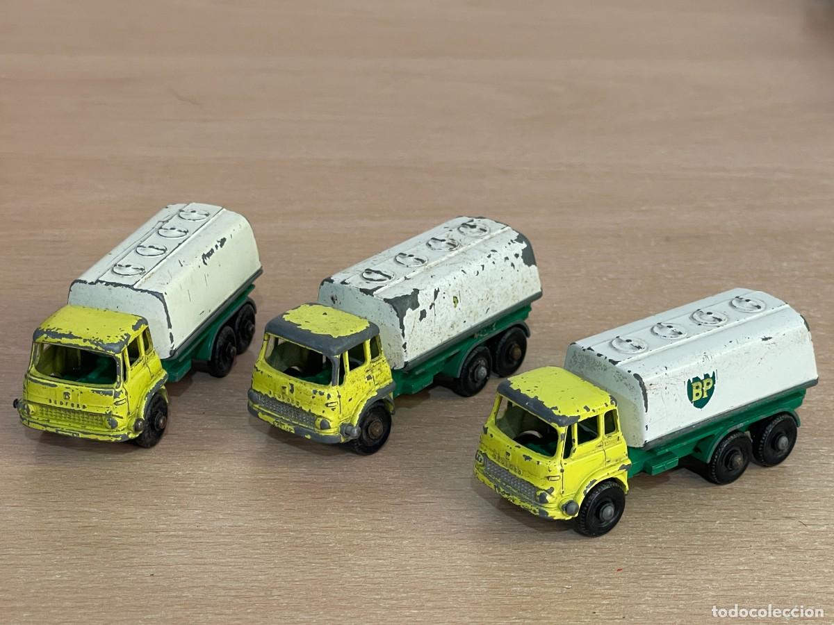 Auto in scala Matchbox: 244 Matchbox Lesney LOTE 3 antiguos camiones cisterna BP Petrol Tanker N&ordm; 25 a&ntilde;os 60 Made in England