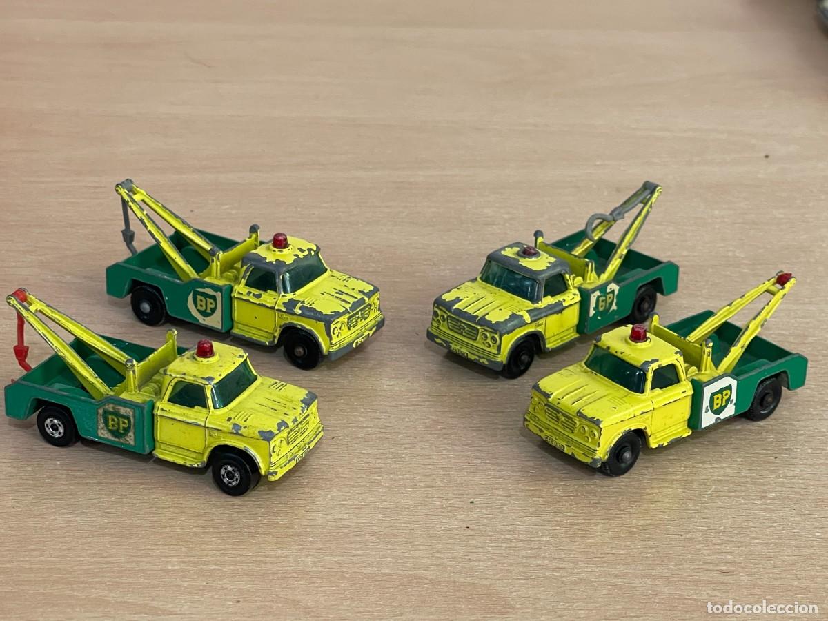 Auto in scala Matchbox: 246- Matchbox Lesney LOTE 4 Camiones Gr&uacute;a Dodge Wreck Truck BP N&ordm;13 a&ntilde;os 60 Made in England die-cast