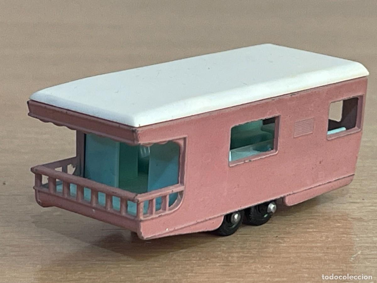 Carros em escala Matchbox: 296- Matchbox Lesney Trailer Caravan rosa N&ordm; 23 a&ntilde;os 60 Made in England caravana roulotte die-cast