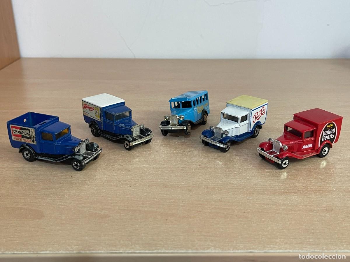 Coches a escala Matchbox: 329- Matchbox Lesney Corgi LOTE 5 Coches Model A Ford Pepsi Cola Kelloggs Champion Asda Osram Lamps