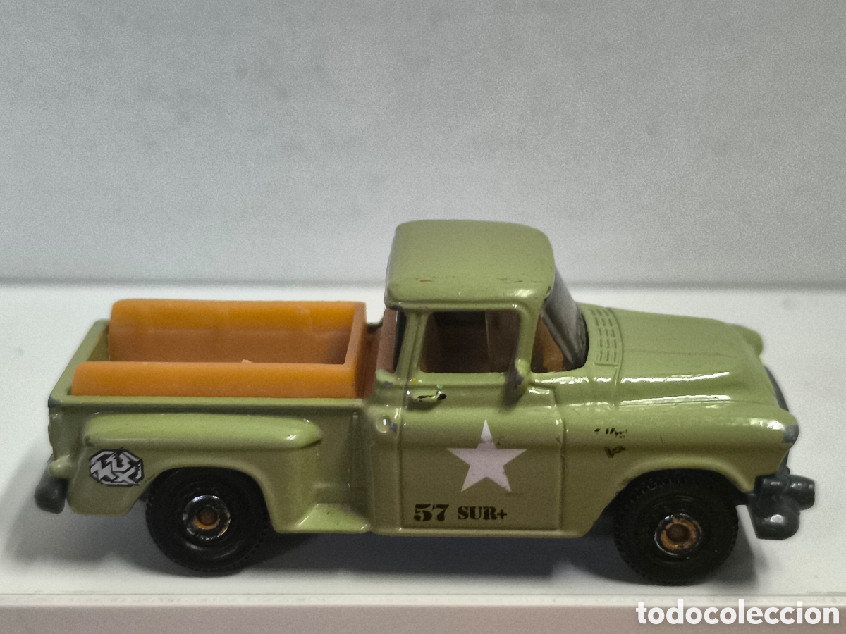 Coches a escala Matchbox: Matchbox 1957 GMC Stepside 57 Sur+ 2009 verde fundido a presi&oacute;n 1:66 camioneta
