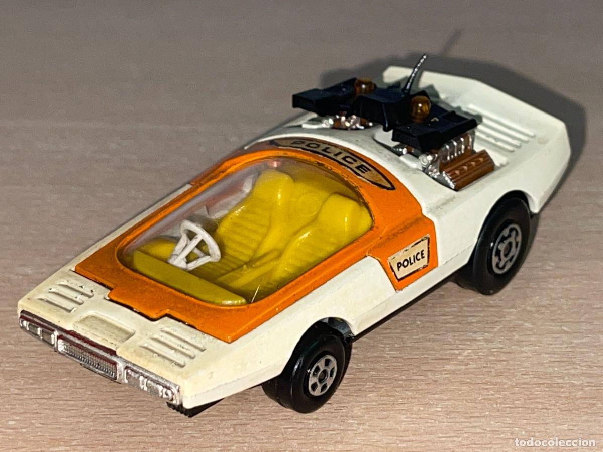 Carros em escala Matchbox: 407- Antiguo coche Matchbox BANDOLERO Police K-36/41 blanco 1972 Made in England Speed Kings Lesney