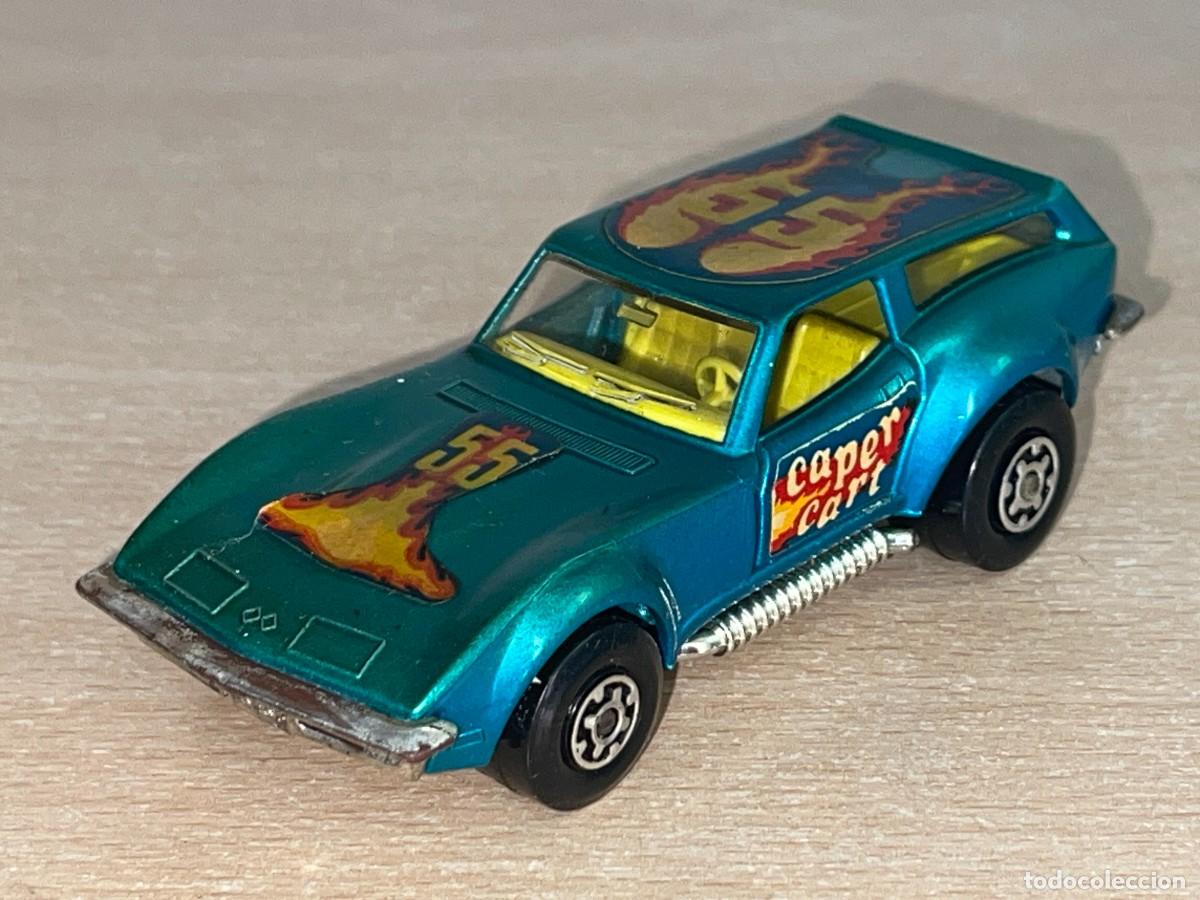 Carros em escala Matchbox: 413- Antiguo coche Matchbox CORVETTE CAPER CART K-55 azul 1975 Made in England Speed Kings Lesney