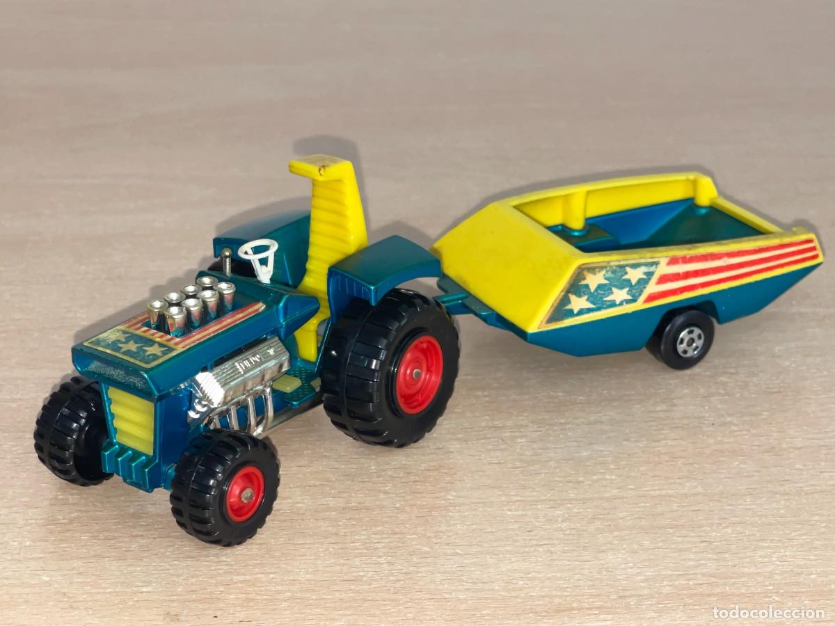Coches a escala Matchbox: 436- Antiguo coche Matchbox TRACTOR K-3 + TRAILER a&ntilde;o 1973 Made in England Super Kings Lesney