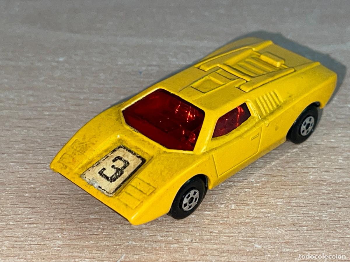 Coches a escala Matchbox: 439 Antiguo coche Matchbox Superfast Lamborghini Countach N&ordm; 27 amarillo 1973 Made in England Lesney