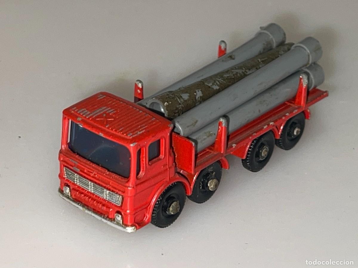 Coches a escala Matchbox: 604- Antiguo cami&oacute;n Lesney Matchbox Series Leyland Pipe Truck Porta-Tubos N&ordm; 10 a&ntilde;os 60 Made England