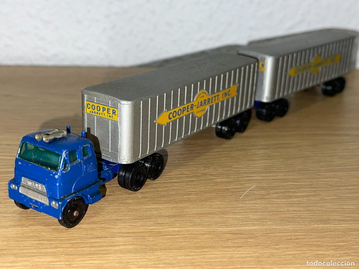 Coches a escala Matchbox: 624- Antiguo cami&oacute;n Matchbox Lesney Hendrickson Tractor Inter-State Double Freighter Major Pack N&ordm; 9