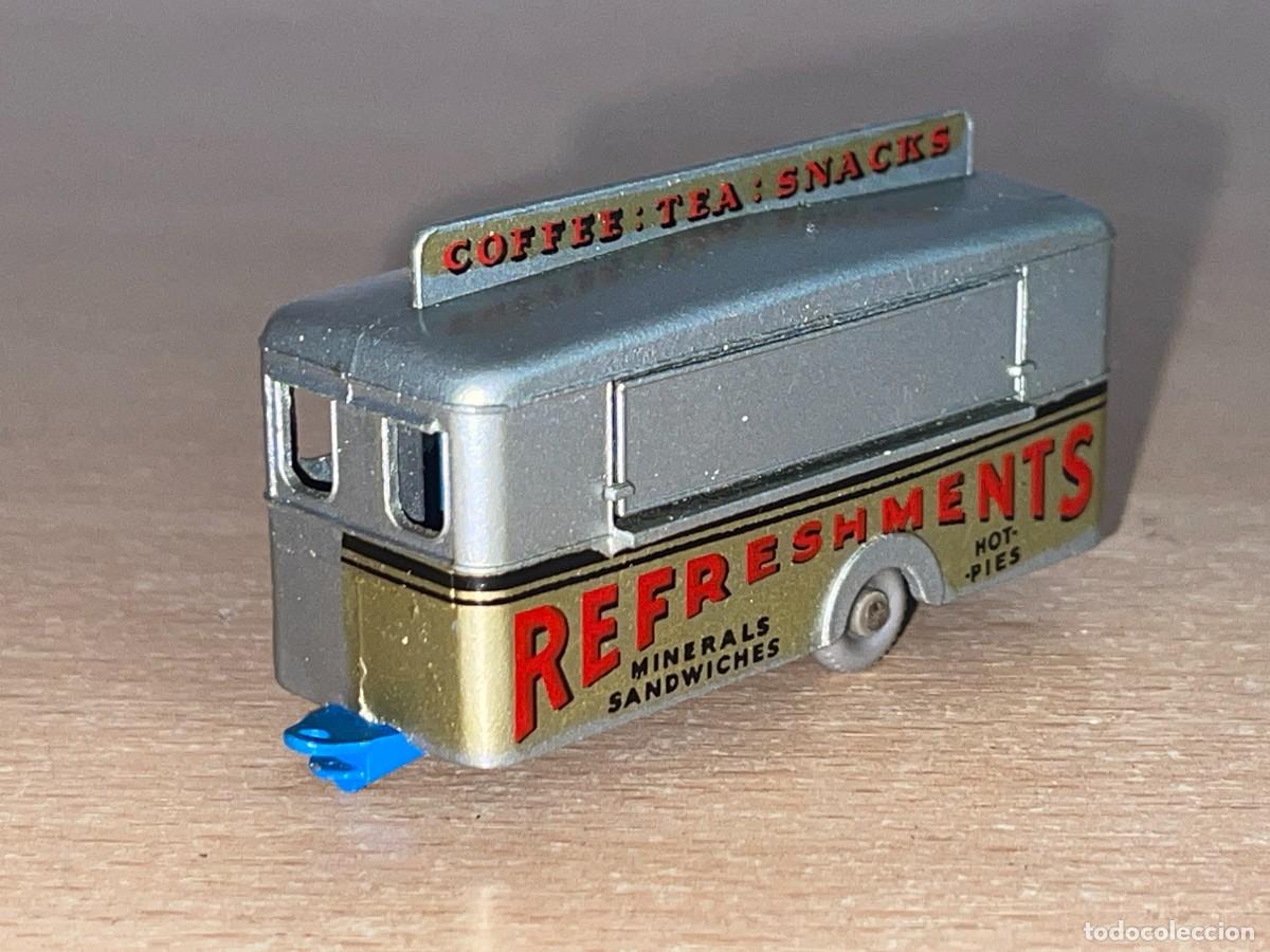 Coches a escala Matchbox: 627 Antiguo remolque Matchbox Lesney Mobile Canteen Refreshments N&ordm; 74 a&ntilde;os 60 Made England die-cast
