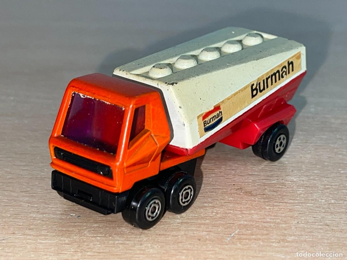 Coches a escala Matchbox: 665- Antiguo cami&oacute;n cisterna Lesney Matchbox Superfast Freeway Gas Tanker Burmah N&ordm; 63 1973 England
