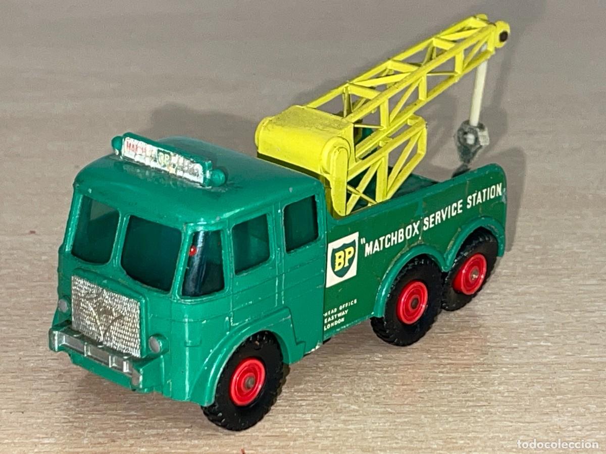 Coches a escala Matchbox: 723- Antiguo cami&oacute;n gr&uacute;a Lesney Matchbox Series King Size Foden Breakdown Tractor BP N&ordm; 12 a&ntilde;os 60