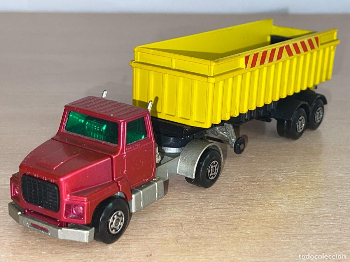 Coches a escala Matchbox: 764- Antiguo cami&oacute;n volquete Lesney Matchbox Super Kings Ford LTS Series Tractor N&ordm; K-16/18 a&ntilde;o 1973