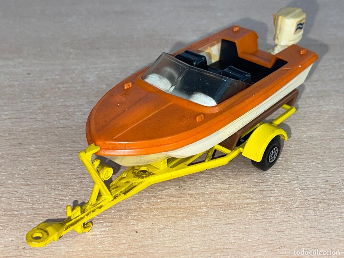 Coches a escala Matchbox: 772- Antiguo remolque Lesney Matchbox King Size Trailer con Lancha Fuera Borda K-25 a&ntilde;o 1970 England