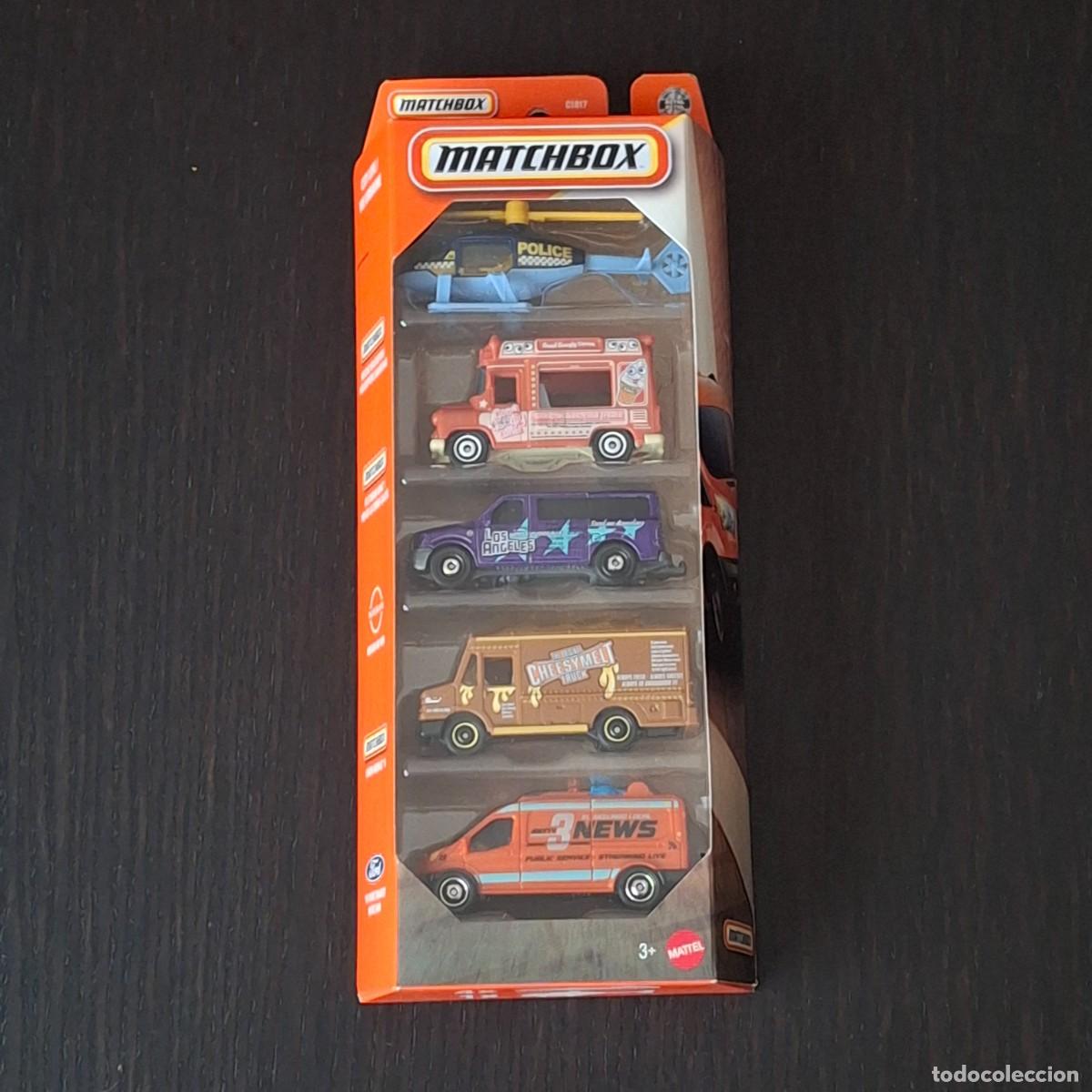 Coches a escala Matchbox: MATCHBOX 2026 - CITI LIFE PACK 5 COCHES - HELICOPTER ICE CREAM NISSAN NV VAN CHOW FORD TRANSIT