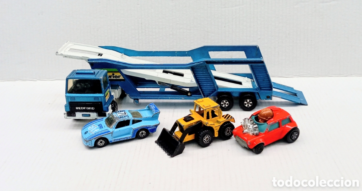 Model cars Matchbox: BEDFORD CAR TRANSPORTER BLUE SUPER KINGS K-10 - MATCHBOX