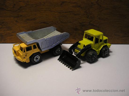 Coches a escala: Majorette Camion Euclid Volquete BENNE CARRIERE REF.274 ECH 1/100 & Excavadora TRACTO REF.211-263