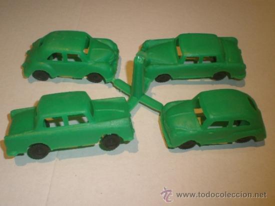 Coches a escala: PACK CUATRO COCHES PLASTICO A&Ntilde;OS 70