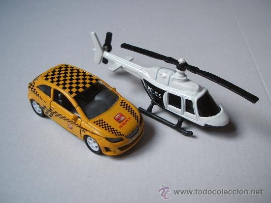 Coches a escala: seat ibiza cupra 2009 decoracion follow me de guisval y helicoptero police de maisto, 1:64 aprox