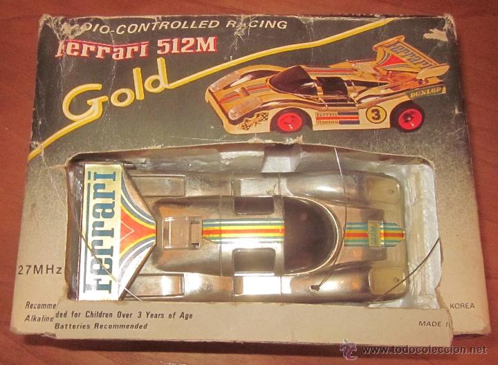 Coches a escala: FERRARI 512M RADIO-CONTROLLED RACING,GOLD,CAJA ORIGINAL,KOREA,A&Ntilde;OS 70