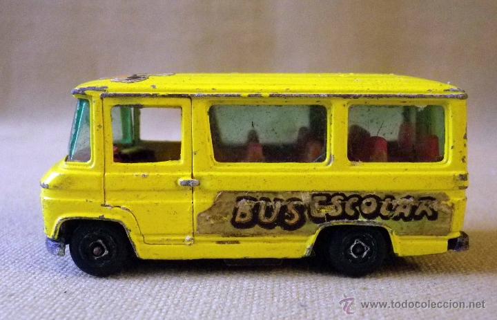 Coches a escala: COCHE METAL, GUISVAL, BUS, MERCEDES BENZ, TRASPORTE ESCOLAR, 7 X 3 X 3.5 CM
