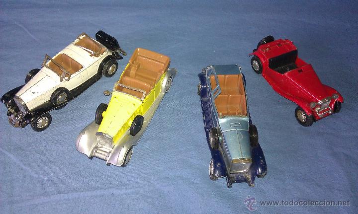 Coches a escala: LOTE DE 4 ANTIGUOS COCHES DE METAL HECHOS EN ESPA&Ntilde;A POR GUISVAL - CADILLAC MG ROLLS-ROYCE LINCOLN -
