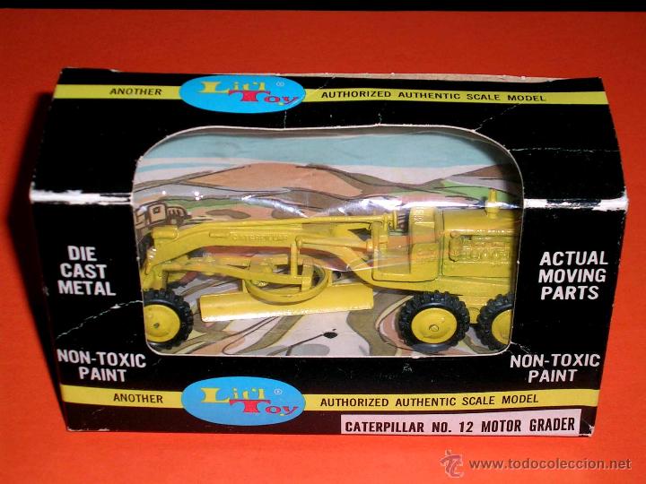 Coches a escala: Caterpillar Motor Grade ref. 12, metal 1/87 H0, Lit&acute;l Toy Mercury USA, a&ntilde;os 60. Con caja