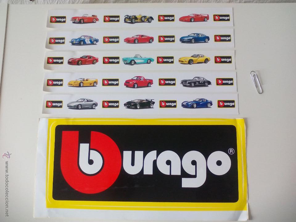 Coches a escala: Lote de pegatinas de Burago. Coches miniatura. Pegatina. Sticker